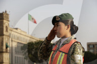 Lowering Ceremony Of The Mexican Flag