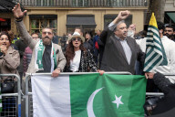 Pakistanis Protest Outside Indian High Commission in London, UK.