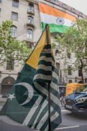 Pakistanis Protest Outside Indian High Commission in London, UK.