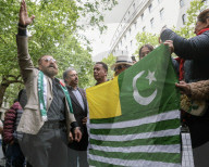 Pakistanis Protest Outside Indian High Commission in London, UK.