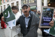 Pakistanis Protest Outside Indian High Commission in London, UK.