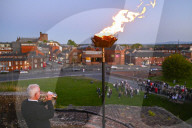 Beacons lit across the UK marking the 80th anniversary of VE Day in Carlisle, UK.