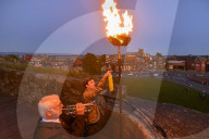 Beacons lit across the UK marking the 80th anniversary of VE Day in Carlisle, UK.