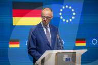 Friedrich Merz  and Antonio Costa Press Conference in Brussels
