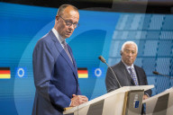 Friedrich Merz  and Antonio Costa Press Conference in Brussels