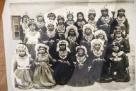 Collection of old Bulgarian towels, clothes and jewelry in Krynychne village