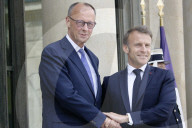 France's President Emmanuel Macron Welcomes Germany's Newly Elected Chancellor Friedrich Merz 