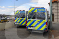 Czech Police Vans At Prague Central Station