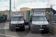 Czech Police Vans At Prague Central Station