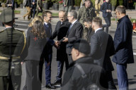 French President Emmanuel Macron, UK Prime Minister Keir Starmer, German Chancellor Friedrich Merz, Polish Prime Minister Donald Tusk, Ukrainian President Volodymyr Zelensky And First Lady Of Ukraine Olena Zelenska 