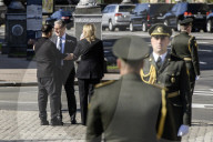 French President Emmanuel Macron, UK Prime Minister Keir Starmer, German Chancellor Friedrich Merz, Polish Prime Minister Donald Tusk, Ukrainian President Volodymyr Zelensky And First Lady Of Ukraine Olena Zelenska 