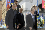 French President Emmanuel Macron, UK Prime Minister Keir Starmer, German Chancellor Friedrich Merz, Polish Prime Minister Donald Tusk, Ukrainian President Volodymyr Zelensky And First Lady Of Ukraine Olena Zelenska 