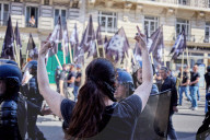 Activists Stage Counter-Demonstration Against Far-Right C9M Rally in Paris