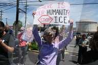 Faith Clergy Forms Human Chain To Block Entrances And Exits To Delaney Hall ICE Immigration Detention Facility