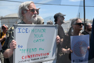 Faith Clergy Forms Human Chain To Block Entrances And Exits To Delaney Hall ICE Immigration Detention Facility