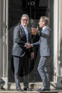 Kier Starmer Greets Ulf Kristersson to No10 in London, UK.