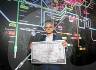 Sadiq Khan, Mayor of London, joins with music industry leaders to celebrate grassroots music with a first ever specially-designed Grassroots Music Tube map at Outernet, London, UK.