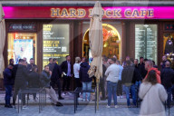Crowd Outside Hard Rock Cafe In Prague