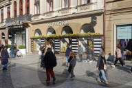 Sephora Storefront With Flower Decoration In Prague