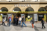 Sephora Storefront With Flower Decoration In Prague