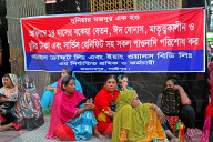 Garment Workers Sit-down Strike Demanding Their Due Wages In Dhaka