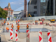 Tram Line And Square Construction At National Museum In Prague