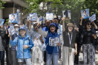 Lee Jae-myung Launches Campaign In Yeouido With Democratic Party Supporters