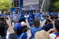 Lee Jae-myung Launches Campaign In Yeouido With Democratic Party Supporters