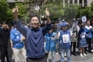 Lee Jae-myung Launches Campaign In Yeouido With Democratic Party Supporters
