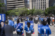 Lee Jae-myung Launches Campaign In Yeouido With Democratic Party Supporters