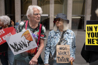 Anti-Trump, Anti-Musk Demonstrators Protest Outside Of Fox News Headquarters