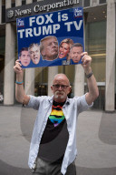Anti-Trump, Anti-Musk Demonstrators Protest Outside Of Fox News Headquarters