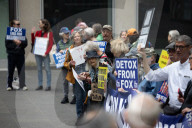 Anti-Trump, Anti-Musk Demonstrators Protest Outside Of Fox News Headquarters