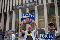 Anti-Trump, Anti-Musk Demonstrators Protest Outside Of Fox News Headquarters