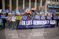Anti-Trump, Anti-Musk Demonstrators Protest Outside Of Fox News Headquarters