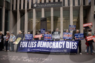 Anti-Trump, Anti-Musk Demonstrators Protest Outside Of Fox News Headquarters