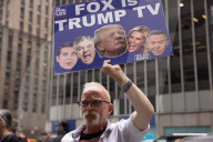 Anti-Trump, Anti-Musk Demonstrators Protest Outside Of Fox News Headquarters