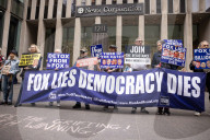 Anti-Trump, Anti-Musk Demonstrators Protest Outside Of Fox News Headquarters