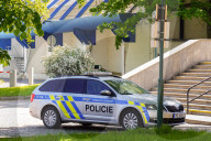 Czech Police Car In Urban Area Of Prague