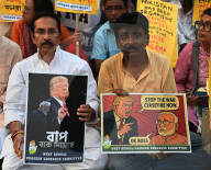 Agitation Against American President Donald Trump In Kolkata, India