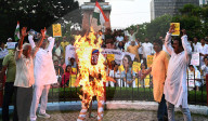 Burning Of American President Donald Trumps's Effigy In Kolkata, India