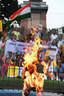 Burning Of American President Donald Trumps's Effigy In Kolkata, India