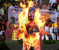 Burning Of American President Donald Trumps's Effigy In Kolkata, India