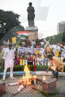 Burning Of American President Donald Trumps's Effigy In Kolkata, India