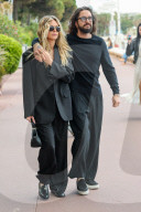 Heidi Klum and Tom Kaulitz are seen ahead of the 78th Cannes Film Festival on May 12, 2025 in Cannes, France