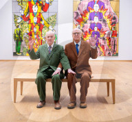 Gilbert & George ëDeath Hope Life Fearí exhibition at The Gilbert & George Centre 5a Heneage Street, London, UK.