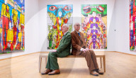 Gilbert & George ëDeath Hope Life Fearí exhibition at The Gilbert & George Centre 5a Heneage Street, London, UK.