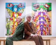 Gilbert & George ëDeath Hope Life Fearí exhibition at The Gilbert & George Centre 5a Heneage Street, London, UK.