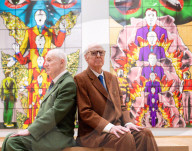 Gilbert & George ëDeath Hope Life Fearí exhibition at The Gilbert & George Centre 5a Heneage Street, London, UK.