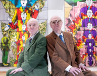 Gilbert & George ëDeath Hope Life Fearí exhibition at The Gilbert & George Centre 5a Heneage Street, London, UK.
